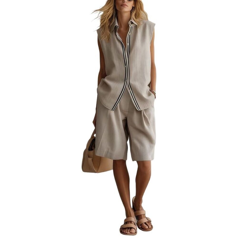 Olivia Taylor Womens  Linen Top & Short Set
